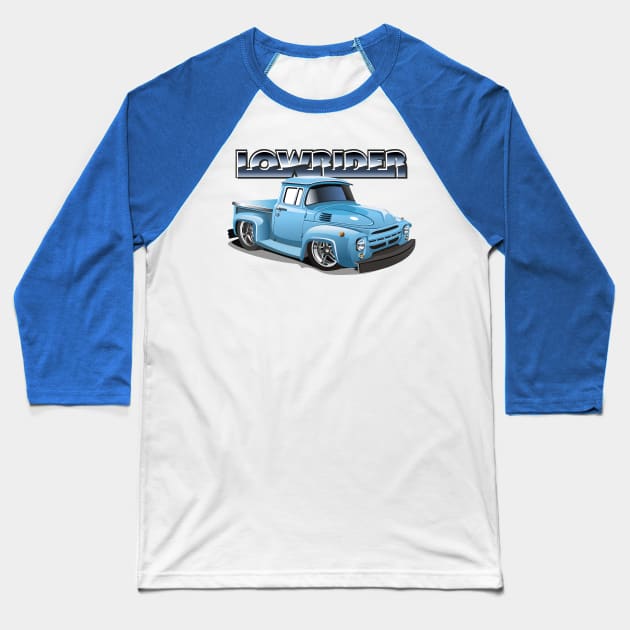 Cartoon lowrider pickup Baseball T-Shirt by Mechanik